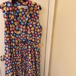 Floral Sleeveless vintage Liz Claiborne  Dress - Blue, Red, Yellow